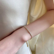 18K 金ジルコン竹節ブレスレット 高級感 レディース
