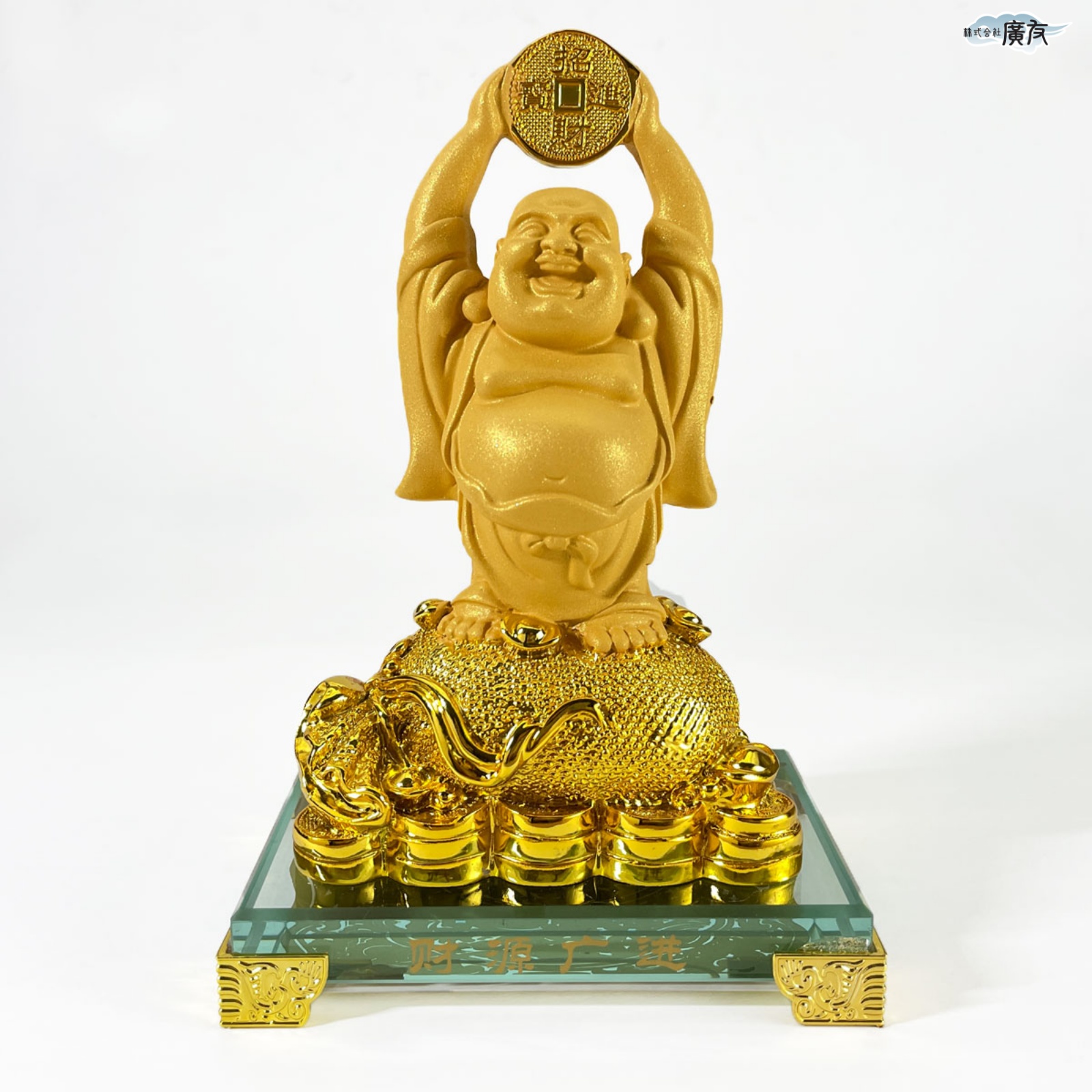 布袋 布袋様 金運アップ 七福神  ハッピーブッダ happy buddha statue 風水(財源広進布袋 砂金色12番)