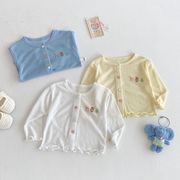 2026 夏女児カーディガン カラーボタン薄手 無地キャラ冷房対策