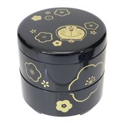 【食器】ドラえもん 梅紋様 ミニお重 黒