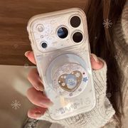 ラメ雪だるまマグネット iPhone 17ProMax/16 鏡面クリア柔らかケース
