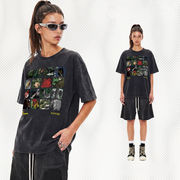 メンズ 無地/プリント ビンテージ風 半袖 Tシャツ 男女専用 ストリート系 トップス 夏 2026新作★