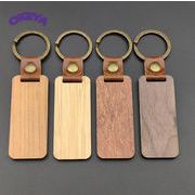 キーリング キーホルダー バッグチャーム DIY 手芸用品 木製 シンプル ハンドメイド 4色展開