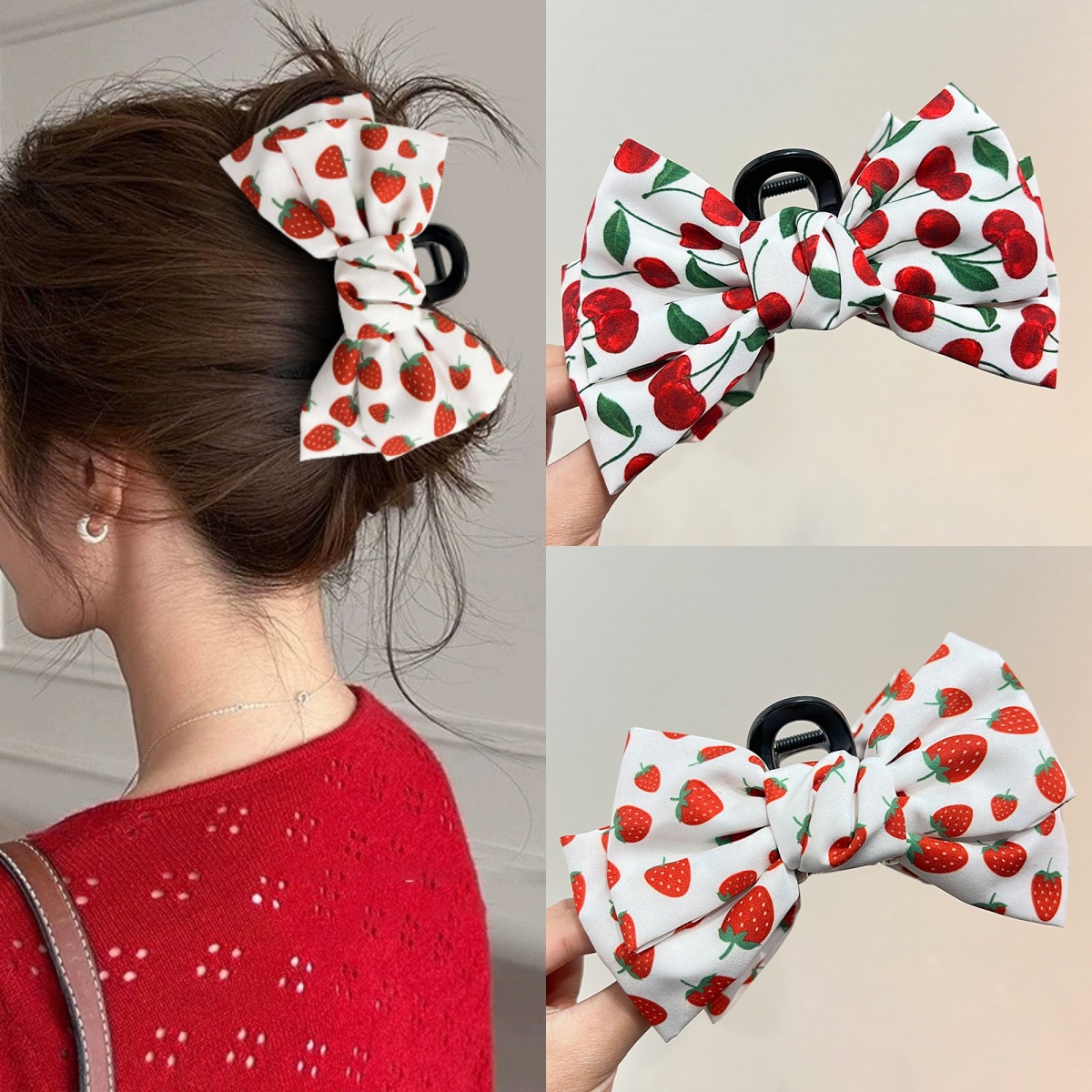 いちごヘアクリップ いちごの雑貨 いちごアクセサリー いちご バレッタ