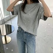 2026年 夏新作　気質 半袖 ゆったり 無地 波点 Tシャツ