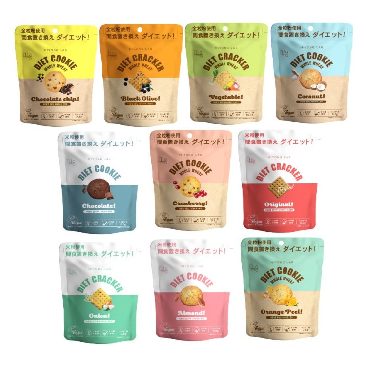 韓国発！人気商品 ミョンラボ ダイエットクッキー＆クラッカー 全10種 米粉 全粒粉 ダイエットスナック