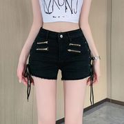 デニムショートパンツ ショーパン ジーパン 切り替え スリム 着痩せ デニム シンプル