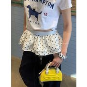 ドット柄ミニスカート　レイヤード　レディース　INS　韓国ファッション