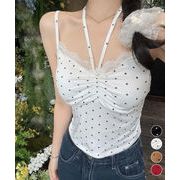 【日本倉庫即納】 カップ付きキャミソール ドット柄 夏服