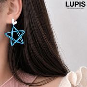 ピアス レディース スター ワイヤー ハート マット ポップ ガーリー 華やか 爽やか 大きめ 大ぶり