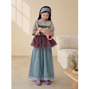 子供服　100-160cm　キッズデニムパンツ　ガールズ　春夏　韓国キッズ服
