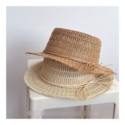 韓国系 上品 キッズ 麦わら帽子 夏物 シンプル フリンジ 男女兼用 紫外線対策