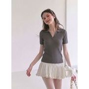 ポロ襟 半袖ニットTシャツ