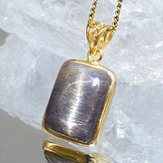 ブラックサンストーン ペンダントトップ SV925 マダガスカル産 【一点もの】 Black Sunstone 覆輪 フクリン