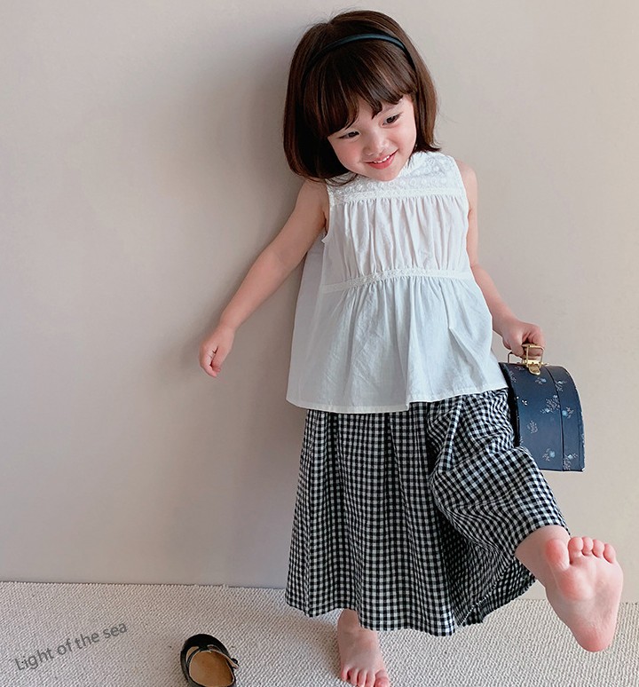 2026新作韓国子供服 ベビー服 キッズ女の子袖なしトップス+ズボン2点