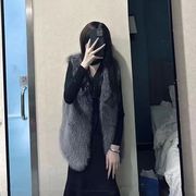 Vネック フェイクファーベスト