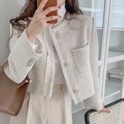 ツイード調 フリンジショートジャケット