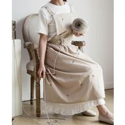 ワンピースエプロン    コットンリネンエプロン 防汚＆撥水   前掛け  作業着エプロン