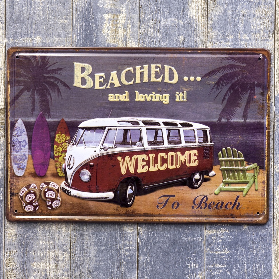 アンティーク メタルエンボスプレート S【beached】