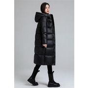 ロング中綿コート フード付き レディース 蓄熱保温 厚手 S～3XL ブラック冬アウター