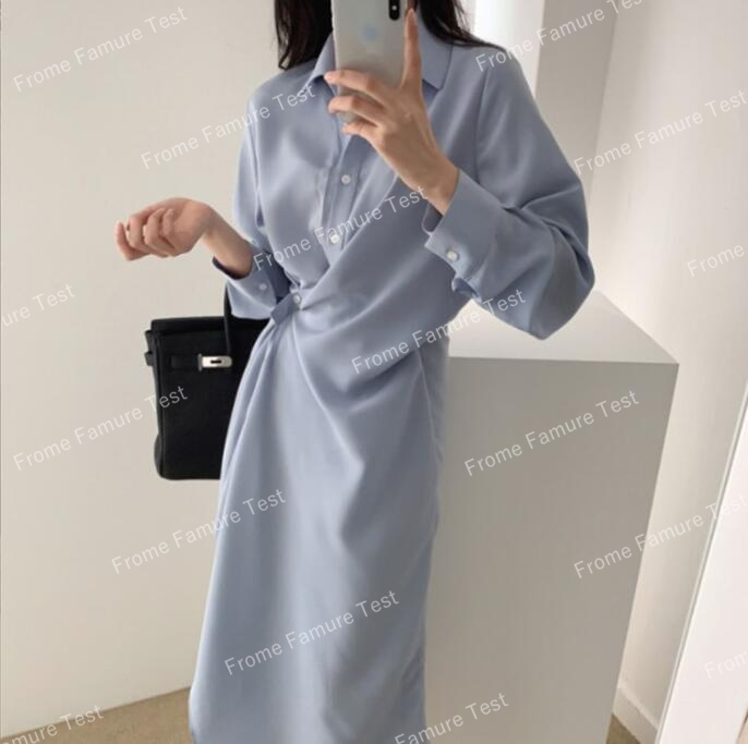 韓国春秋ファッション シャツスカート　ブラウス　レディース 　シャツスカート 長袖Tシャツゆったり