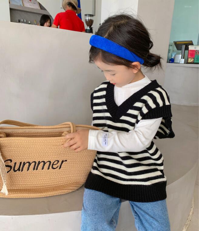 子供服春秋服★女の子ニットベスト★ファッションニットベスト子供春服★潮流子供春服★80-150