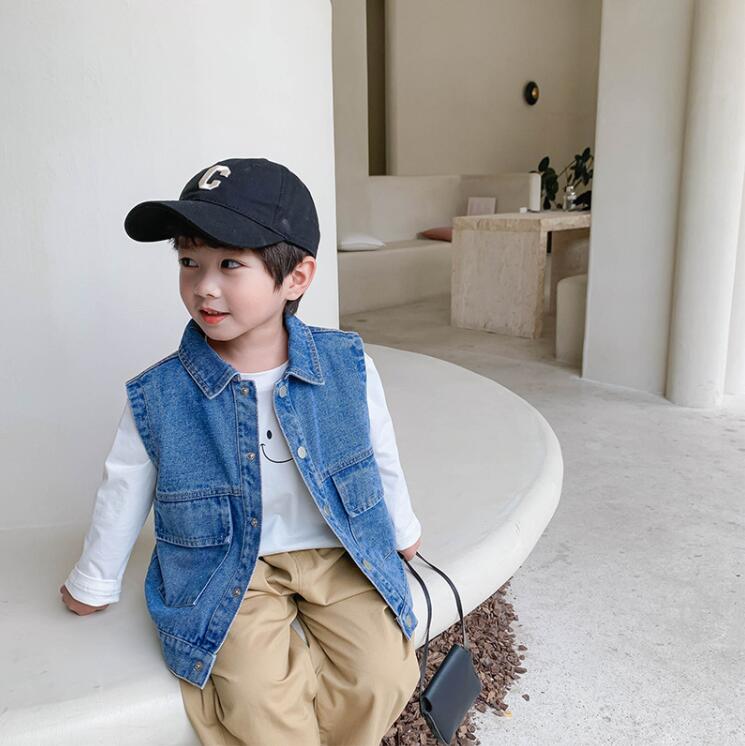子供服春秋服★男の子デニムベスト★ファッションデニムベスト子供春服★潮流子供春服★90-130