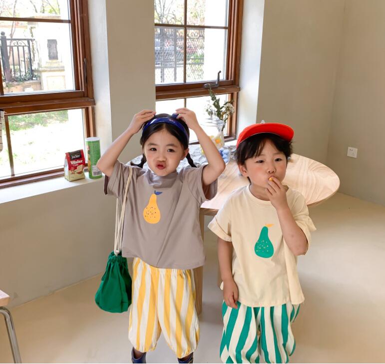 子供兄と妹の服★男の子女の子半袖Tシャツ，ファッションTシャツ★韓国風子供夏服★80-140