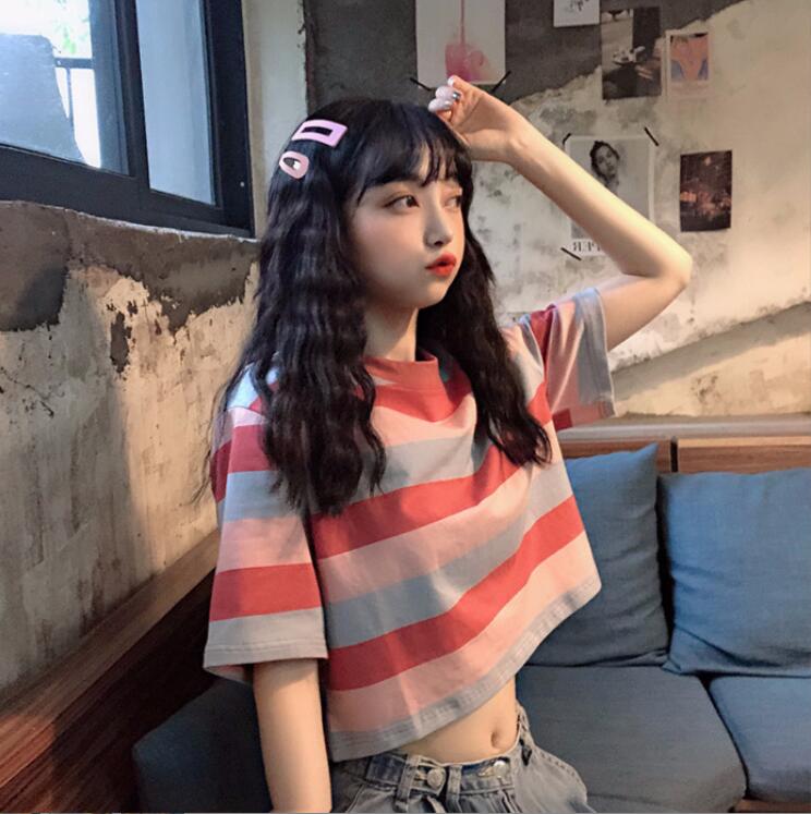 韓国風　レディース　半袖Tシャツ　新しい夏，気質，ファッションTシャツ　学生ポロシャツ★M-2X