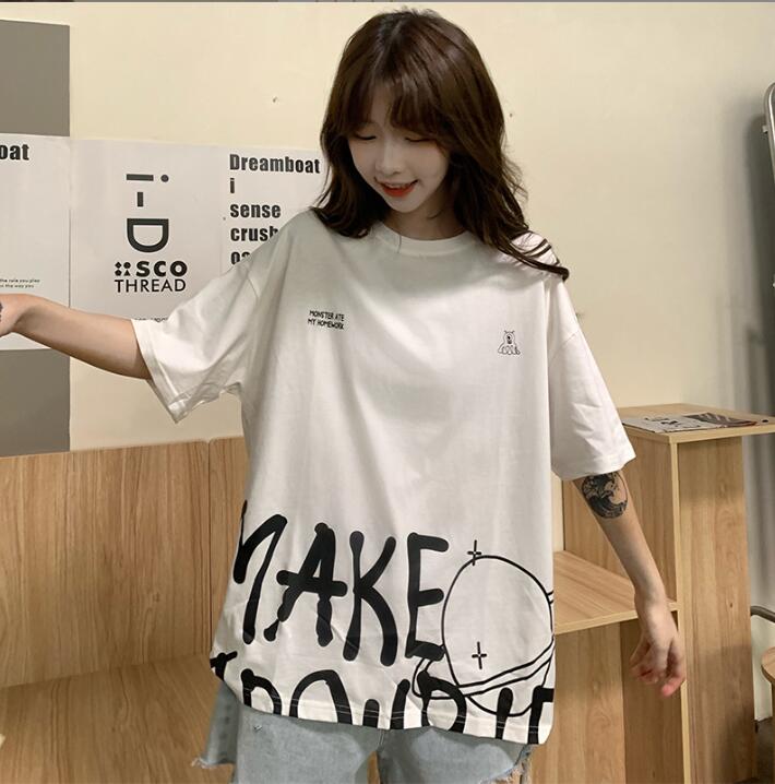 韓国風　レディース　半袖Tシャツ　新しい夏，気質，ファッションTシャツ　学生★M-LL