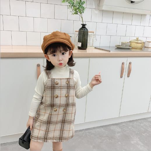 春秋新作　女の子 子供 ツーピーススーツドレス ファッション ペティスカートストラップドレス 韓国風