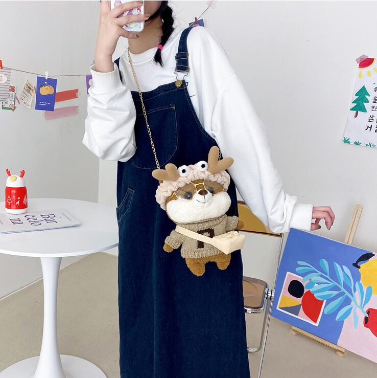 新しいキャンバスバッグ少女かわいいクマバッグ