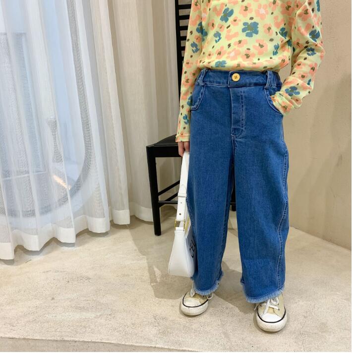 春秋 子供服女の子ワイドレッグパンツファッションジーンズ