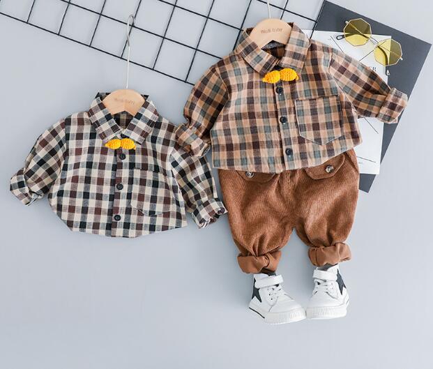初秋　男の子子供服かわいいワンピース子供服子供服シャツ+ズボン2枚セット2点セット