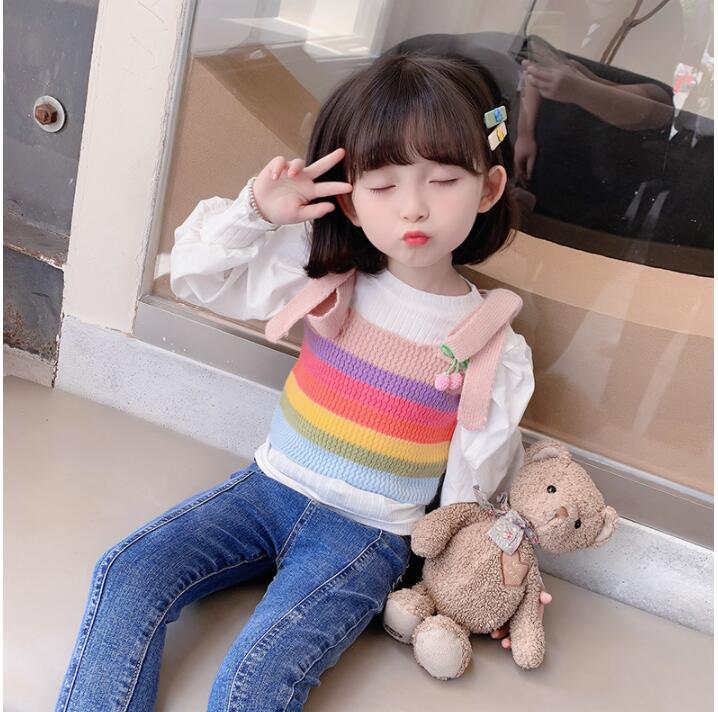 子供服春秋服★シャツ+ベスト★ファッション子供春服★潮流ツーピーススーツ★90-140