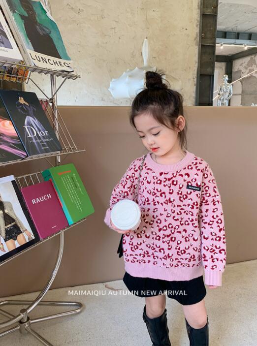 秋と冬女の子プルオーバーニットセーター、かわいいセーター、子供服、ファッション★90-140