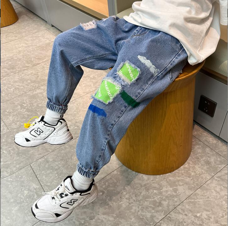 春秋新作　 男の子ジーンズ  韓国スタイル  可愛いパンツ 子供服 カジュアルパンツ  おしゃれ★110-160