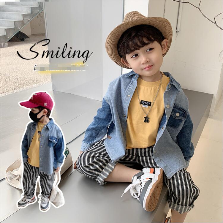 子供服春秋服★男の子デニムシャツ★ファッションシャツコート子供春服★潮流子供春服★90-130