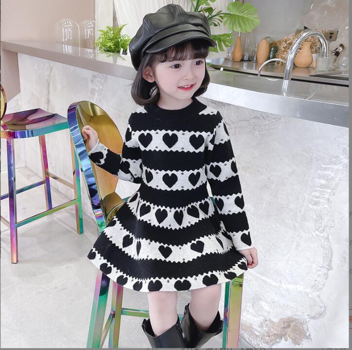 子供服春秋服★女の子ニットドレス★ファッションドレス子供春服★韓国風子供春服★90-130