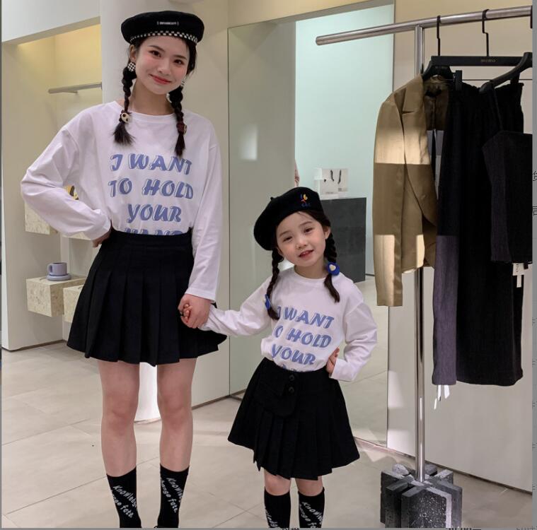 韓国風レディースTシャツ、長袖親子Tシャツ、大人気  、ファッション親子ウェア、春の新しい★100-140