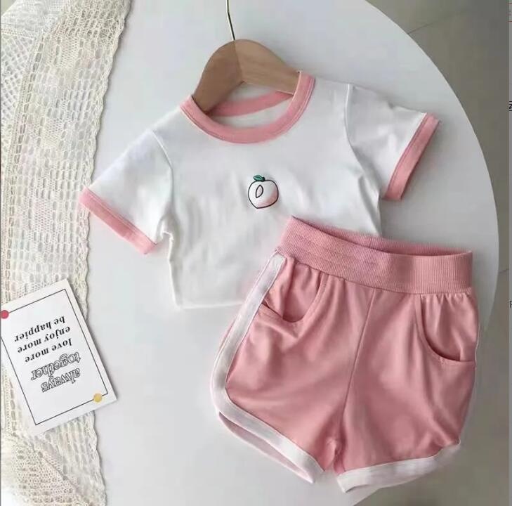 夏新しい子供服★女の子Tシャツ+パンツ★ファッション2点セット★韓国風子供夏服★80-120