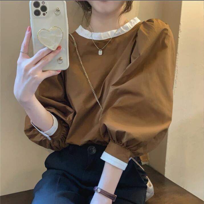 春秋レディースシャツ★韓国のパフスリーブシャツ★ファッションシャツ★S-2X