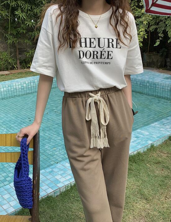 Ｔシャツ　レディース　トップス　英文字　夏　シンプル　ファッション