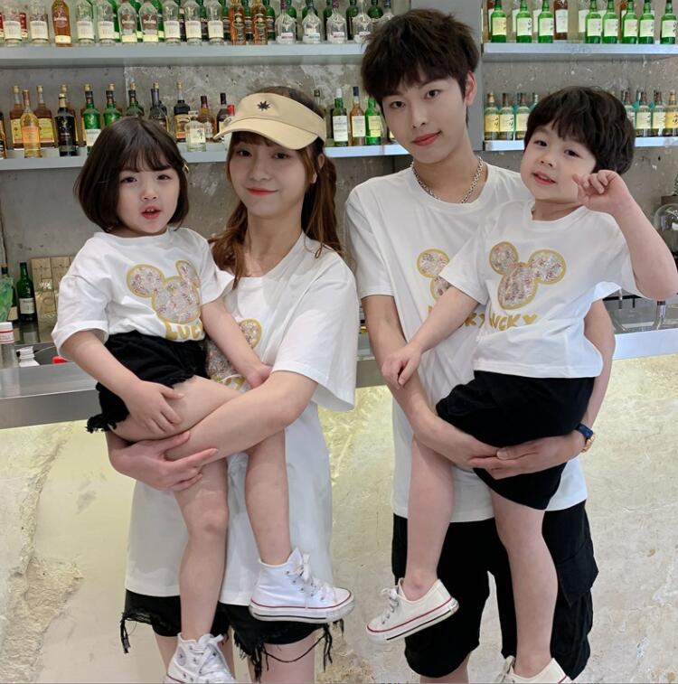 韓国風親子ファミリーウェア、半袖Tシャツ、大人気  、ファッション親子ウェア、夏の新しい★80-140