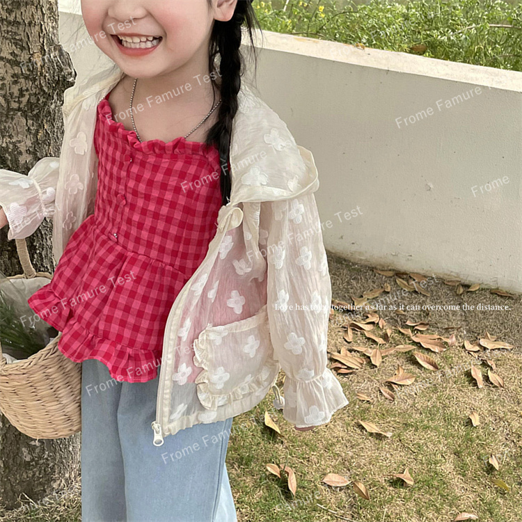 日焼け止めシャツ、トップス、子供服、長袖、 カレッジスタイル、韓国風、カーディガン