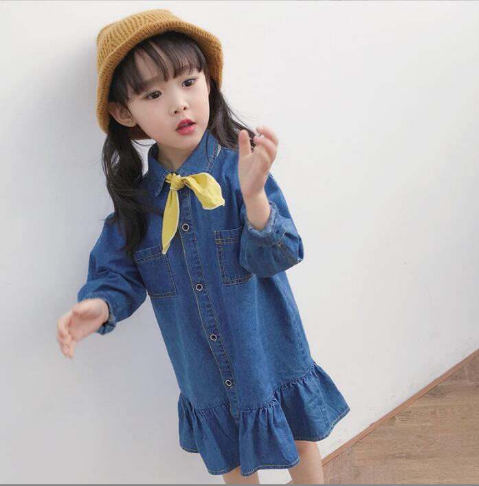子供服春秋服★女の子デニムドレス★ファッションドレス子供春服★潮流子供春服★90-130
