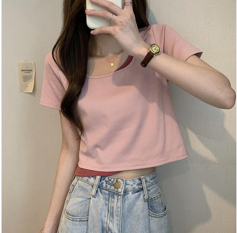 韓国風　レディース　半袖Tシャツ　夏新作　カジュアル　Tシャツトップス　ブラウス★M-XL