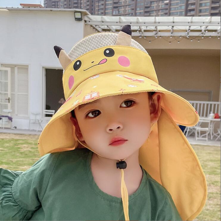 夏の子供用帽子★漁師の帽子★日焼け止め大きなつば★薄い通気性のネックガードサンハット★紫外線対策★UV