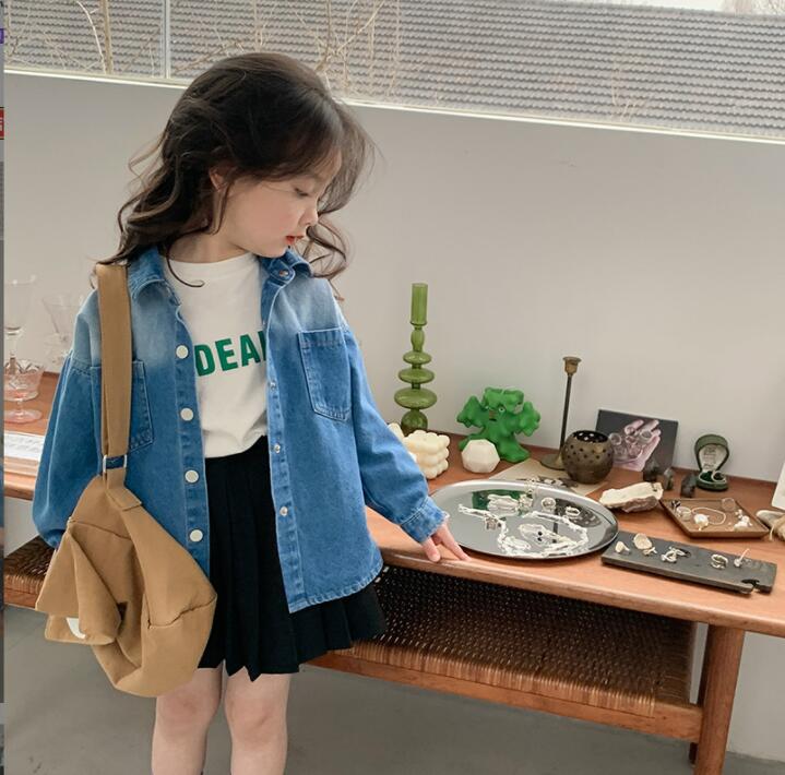 子供服春秋服★女の子デニムジャケット★ファッション コート子供春服★潮流子供春服★80-150