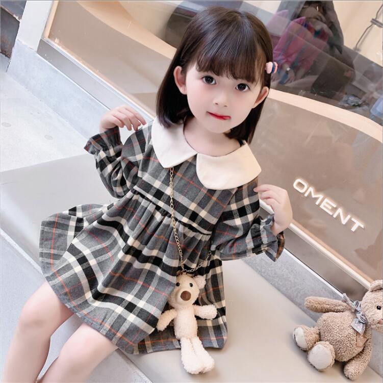 子供服春秋服★女の子格子縞のドレス★ファッションドレス子供春服★韓国風子供春服★80-130